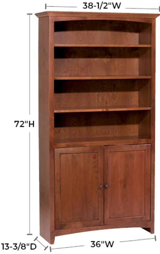 Whittier Wood® Furniture Customizable McKenzie 36" x 72" Bookcase with Doors-1