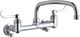 Elkay Chrome Foodservice 8" Centerset Wall Mount Faucet with 12" Arc Tube Spout, 4" Wristblade Handles and Offset Inlets Stop-0