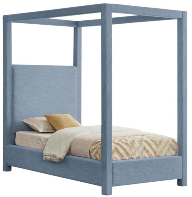 Meridian Furniture Emerson Sky Blue Twin Upholstered Canopy Bed-0