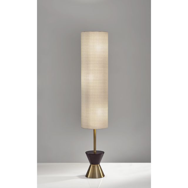 Adesso® Carmen Antique Brass And Walnut Rubberwood Floor Lantern-1