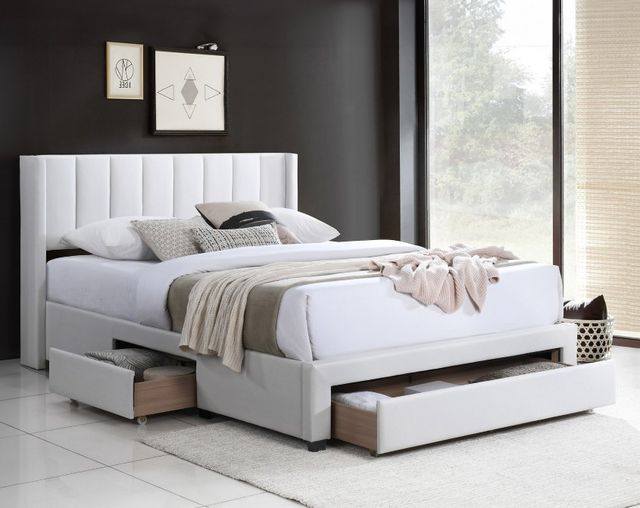 IFDC Beige/Creme King Platform Storage Bed-1