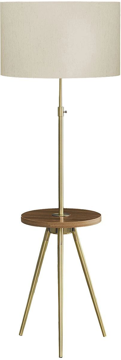 Monarch Specialties Inc. Gold Floor Lamp with Round Shelf