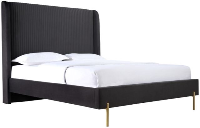 Mazin Furniture Estelle Dark Gray Queen Upholstered Platform Bed-0