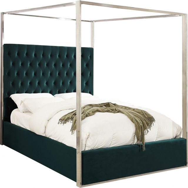Meridian Furniture Porter Green King Upholstered Canopy Bed-0