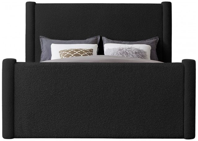 Meridian Furniture Elias Black Full Boucle Fabric Upholstered Panel Bed-1