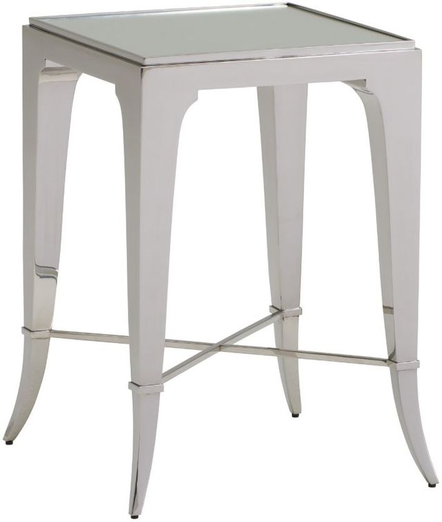 Lexington Home Avondale Hoffman Mirrored Top End Table with Polished Stainless Steel Base-0