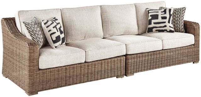 Signature Design by Ashley® Beachcroft 6-Piece Beige/Brown Outdoor Fabric/Wicker Seating Set-1