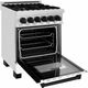 ZLINE Autograph Edition 24" Stainless Steel Pro Style Dual Fuel Range with White Matte Door and Matte Black Accents-3