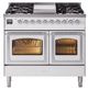 Ilve® Nostalgie II Noblesse 40'' White Pro Style Dual Fuel Range with Chrome Trim-0