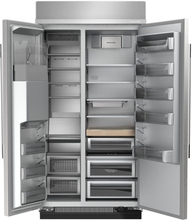 KitchenAid® 36" 20.8 Cu. Ft. PrintShield™ Stainless Steel Built-In Side-by-Side Refrigerator features Exterior Water and Ice Dispenser with Measured Fill-1