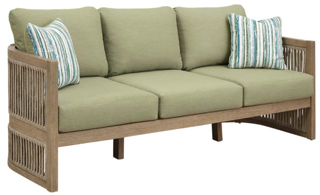 Signature Design by Ashley® Vision Lane Beige/Green Fabric/Wooden Outdoor Sofa-0
