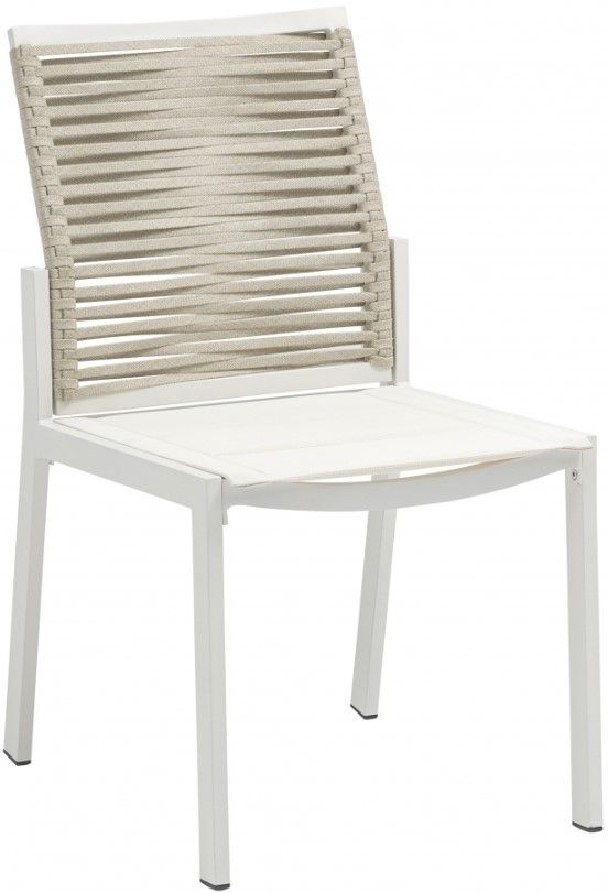 Meridian Furniture Maldives Beige/White Aluminum Outdoor Dining Side Chair-0