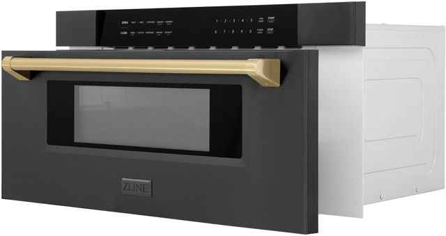 ZLINE Autograph Edition 1.2 Cu. Ft. Black Stainless Steel Microwave Drawer -3