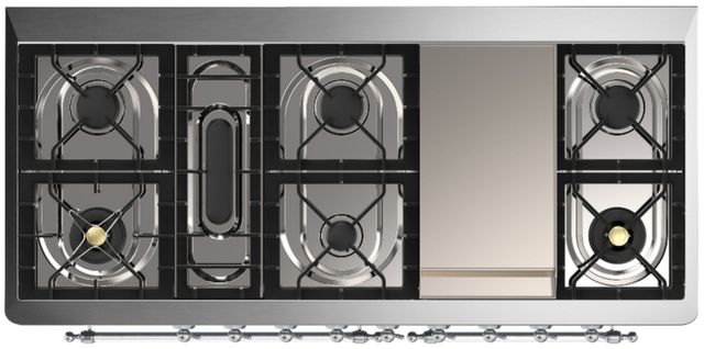 Ilve® Majestic III 60" Stainless Steel Pro Style Dual Fuel Natural Gas Range with Solid Door and Chrome Trim-3