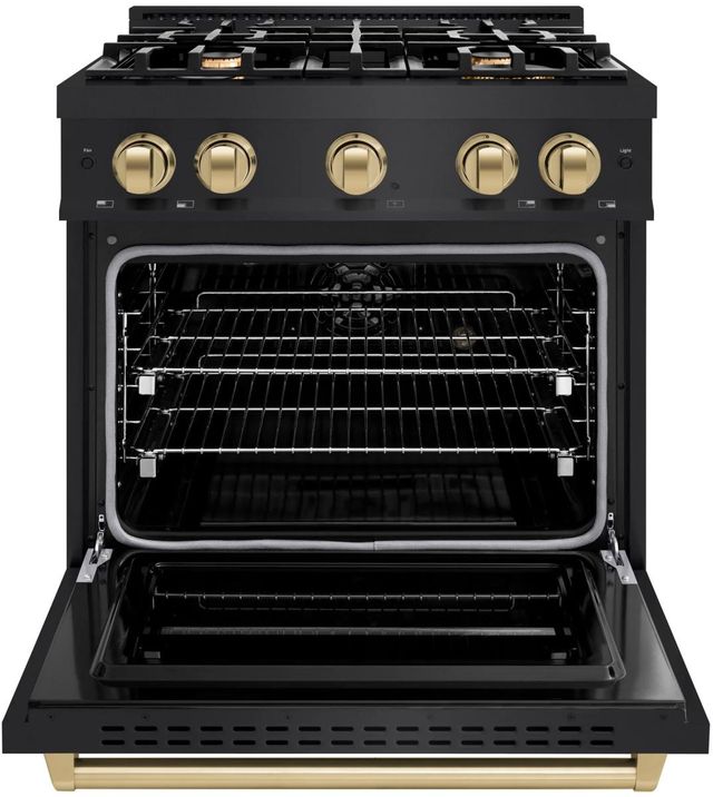 ZLINE Classic Autograph Edition 30" Black Stainless Steel Pro Style Dual Fuel Range with Champagne Bronze Accents-1