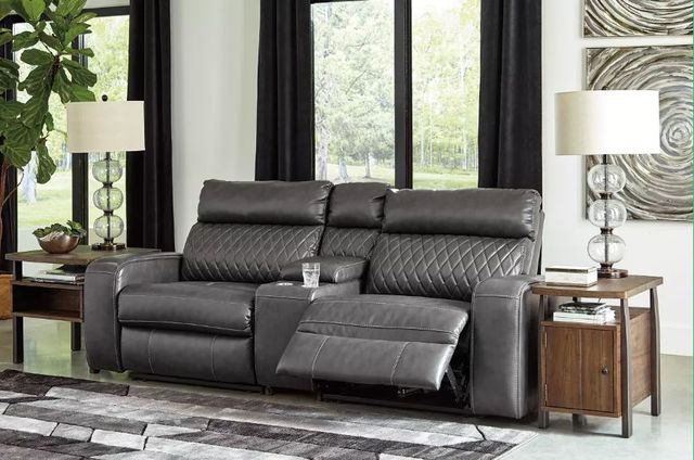 Signature Design by Ashley® Samperstone 3-Piece Gray Power Reclining Sectional Loveseat-4
