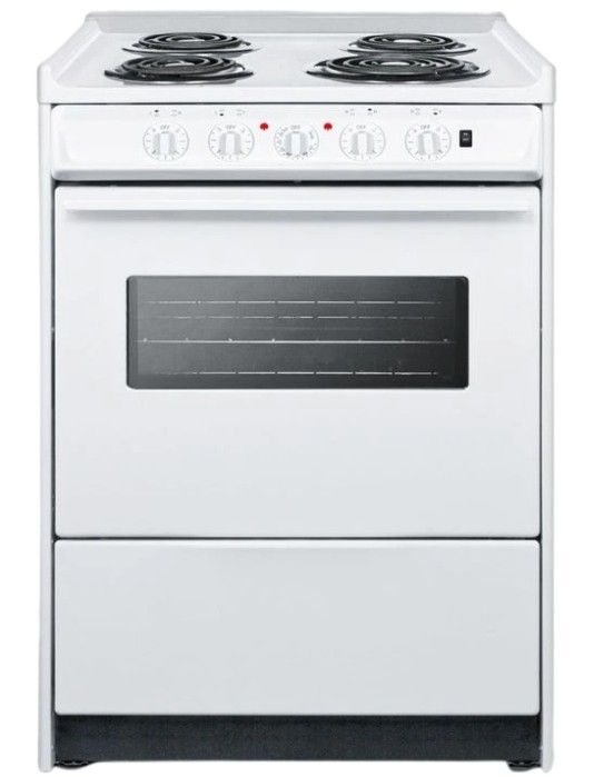 Summit® 24" White Slide-In Electric Range-0