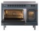Ilve® Nostalgie II Noblesse 48'' Blue Gray Pro Style Induction Range with Burnished Trim-3