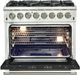 FORNO® Capriasca 36" Stainless Steel Pro Style Dual Fuel Range with Black Door-2