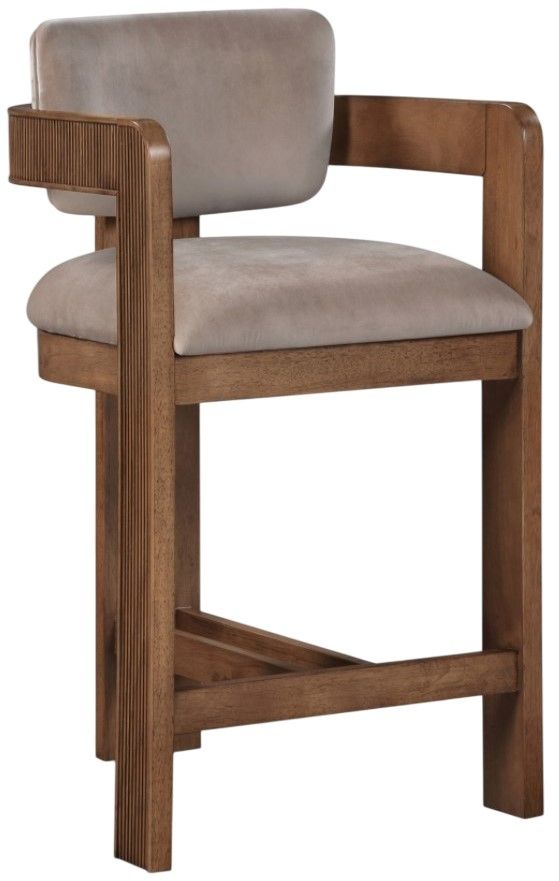 Meridian Furniture Sacha Taupe/Brown Upholstered Counter Stool-0