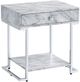 ACME Furniture Wither White Accent Table with Chrome Base-0