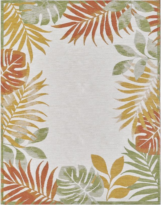KAS Rugs Dahlia Ivory/Rust Tropical Border 5'x7' Area Rug-2