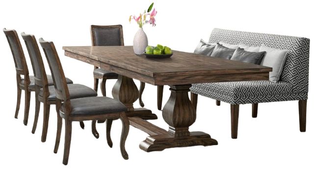 Elements International Gramercy 6-Piece Chocolate/Walnut Dining Set-0