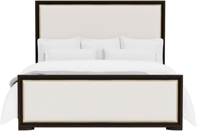 Riverside Furniture Lydia Dark Cabernet/White King Upholstered Panel Bed-1