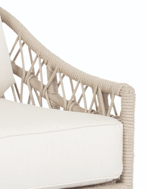Sunset West Dana Natural Linen Aluminum/Olefin Rope Outdoor Club Chair with Linen Canvas Cushion-1