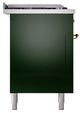 Ilve® Nostalgie II Noblesse 60'' Emerald Green Pro Style Dual Fuel Range with Brass Trim-2