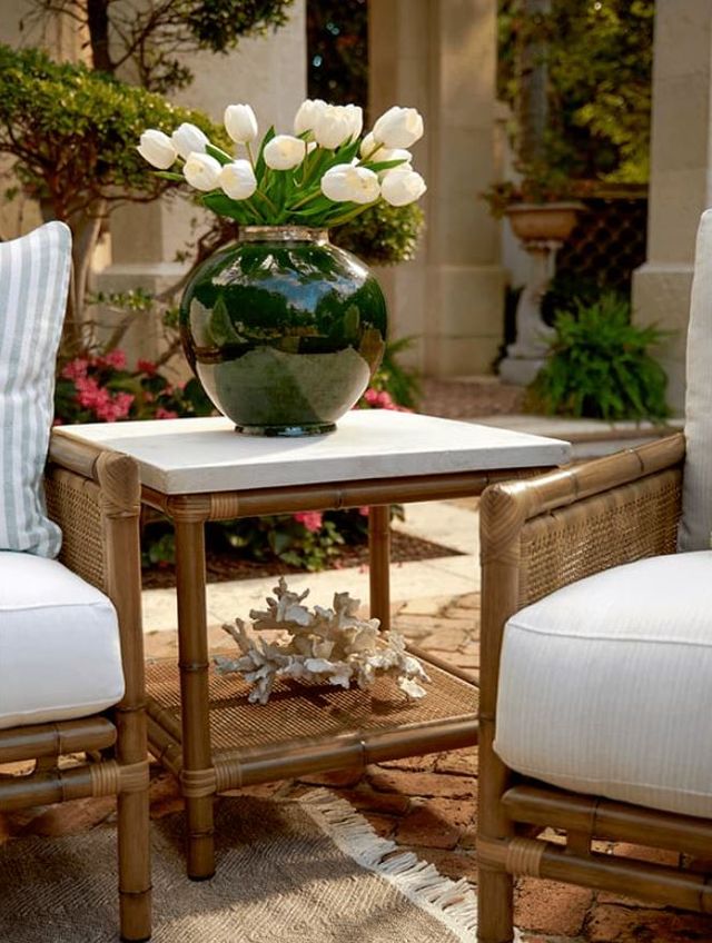 Lane Venture® Brooks Barley/Chalk Outdoor Aluminum/Stone End Table-2