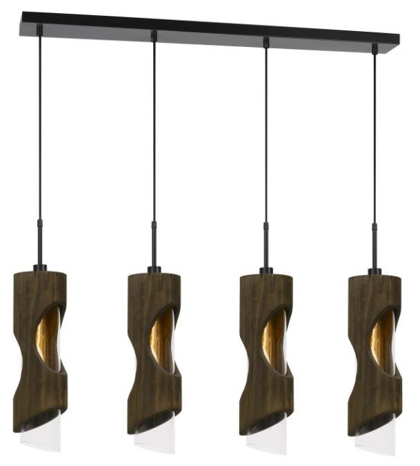 Cal® Lighting & Accessories Zamora Black/Smoky Wood Pendant-0