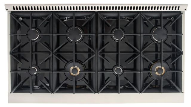 Kucht Professional KNG Series 48" Stainless Steel Pro Style Natural Gas Range with White Door and Gold Handle-1