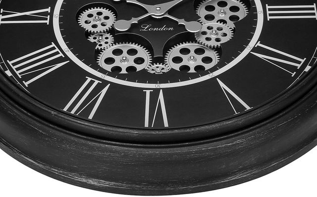 Monarch Specialties Inc. Black 23" Round Wall Clock with Roman Numerals on Black Background and Whit-1