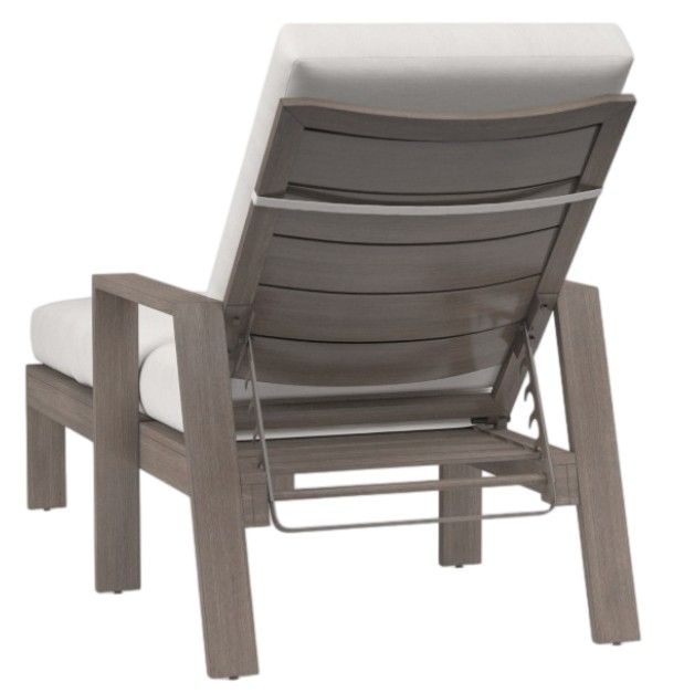 Sunset West Laguna Driftwood Aluminum Outdoor Chaise Lounge with Canvas Flax Cushion-2