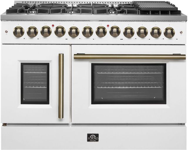 FORNO® Galiano Alta Qualita 30" White Pro Style Dual Fuel Range -0