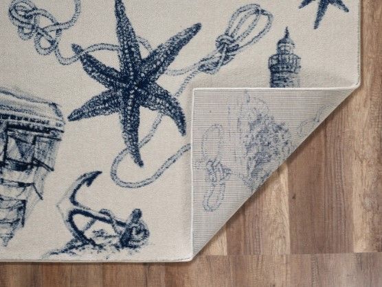 KAS Rugs Stella Ivory/Navy Coast 5'x8' Area Rug-3