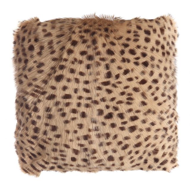 Moe's Home Collection Spotted Goat Cream Leopard Fur Pouf-3