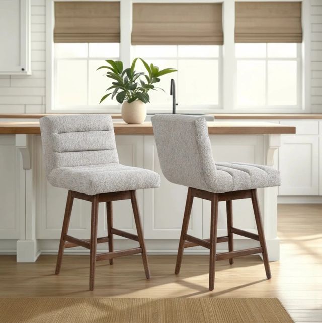 Armen Living Elias 3-Piece Brown Oak/Morning Fog Counter Stool Set-2