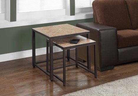 Monarch Specialties Inc. 2-Piece Terracotta Brown Nesting Table Set-3