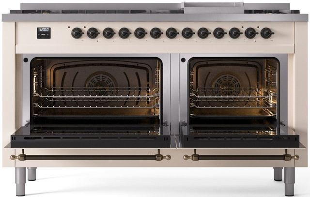 Ilve® Nostalgie II Series 60" Antique White Pro Style Dual Fuel Range-1