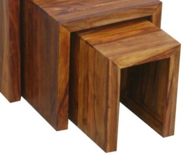 Jaipur Furniture Cube Brown Nesting Table-1