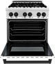ZLINE Autograph Edition 30" Stainless Steel Pro Style Dual Fuel Range with White Matte Door and Matte Black Accents-1