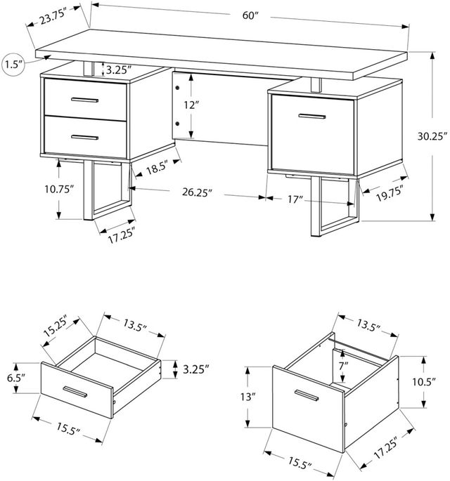 Monarch Specialties Inc. Grey/White Computer Desk-3