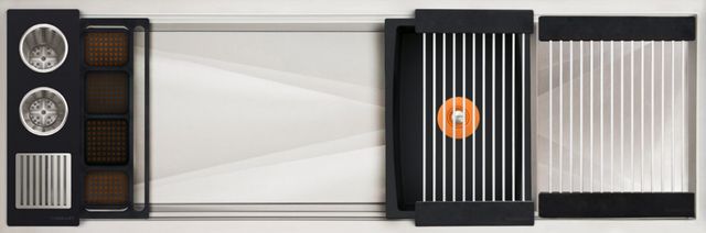 The Galley® Graphite Wood Composite / Graphite Resin+ Ideal WashStation™ 4S + 12" DryDock® Drain Side, Four Tool Wash Kit, One DryDock® Tool-0