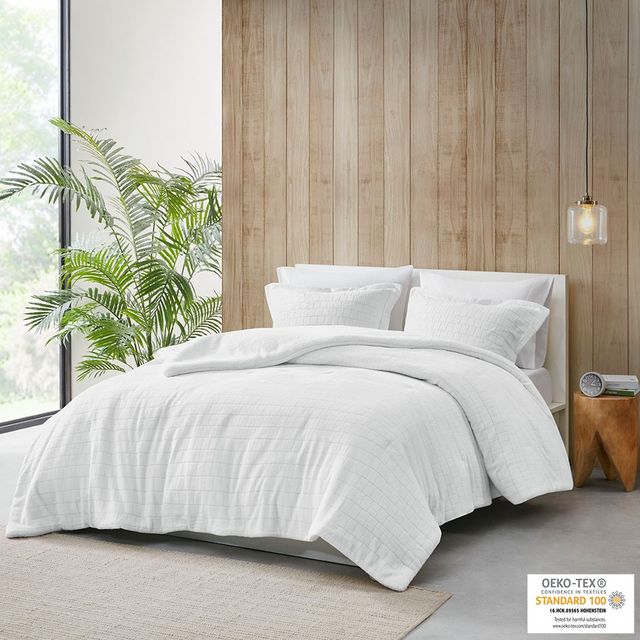 Olliix by True North by Sleep Philosophy Laurie Ivory Full/Queen Plush to Sherpa Comforter Set-3