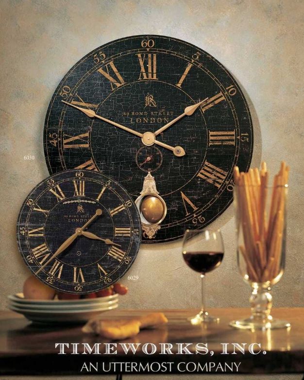 Uttermost® Bond Street Black 30" Wall Clock-2