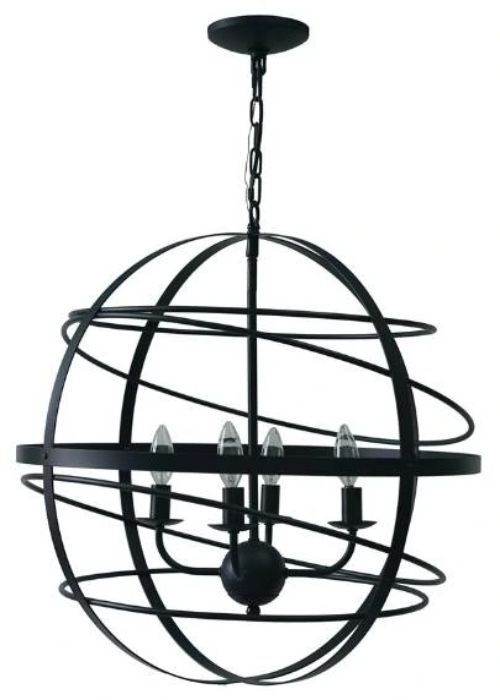 YHD Matte Black 4-Light Chandelier-0