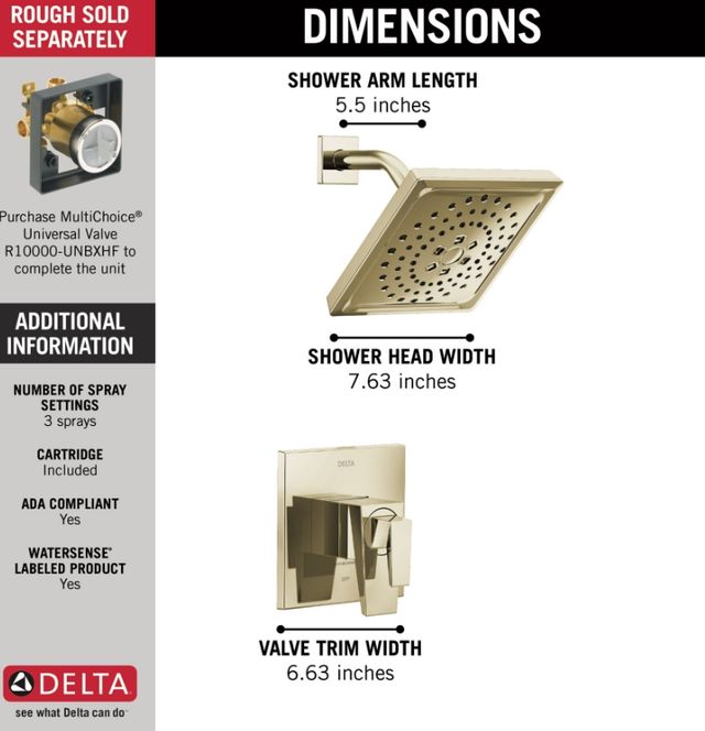 Delta Trillian® 17 Series Lumicoat® Polished Nickel H2Okinetic Shower Only Trim-2