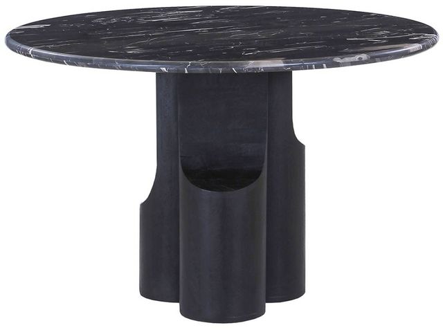ACME Furniture Kinton Natural Marble Top Round Dining Table with Black Mercana Base-0